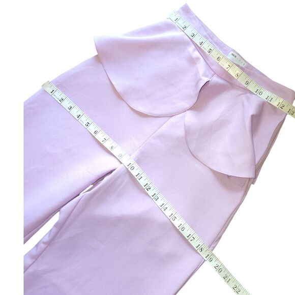NWT ASOS LUXE Wide Flare Leg Tailored Pants Frill Overlay Lilac Purple 4 - Picture 6 of 14